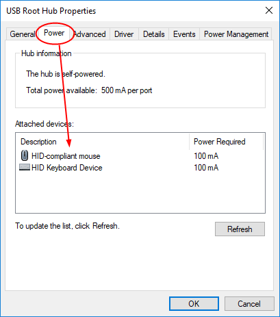 Désactiver les hubs racine USB