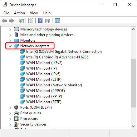 Locate Network adapters