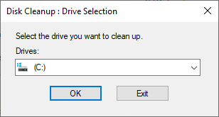 Disc Cleanup > > Disc (C) > OK