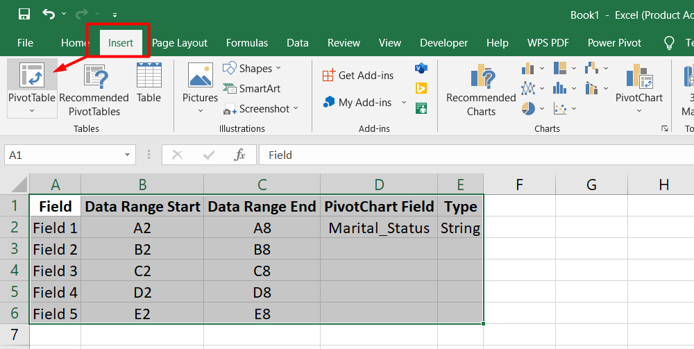 PivotChart > PivotChart & PivotTable.