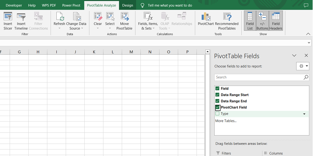 Once the Create PivotTable editor appears, the selected range will automatically fill the Table/Range field. Clicking OK generates the pivot table. In the PivotChart Fields, drag the desired field (e.g., Marital_Status) into the Axis (Categories) box and Values box. If the data type is a string, the aggregation defaults to Count; if it's numeric, the default is Sum.
