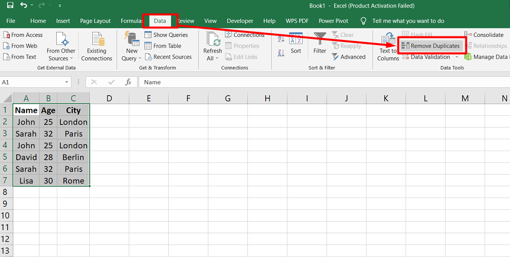 Après avoir configuré les paramètres, vous cliquerez sur OK. Excel éliminerait les entrées en double et un message indiquerait le nombre de valeurs uniques dans l'ensemble de données. Dans cet exemple, après avoir supprimé les doublons, le tableau ressemblerait à ceci :