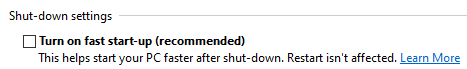 turn on fast startup