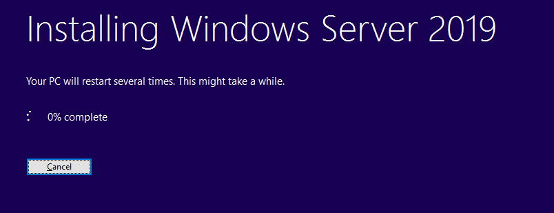 installing windows server 2019