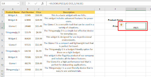 Excel VLOOKUP