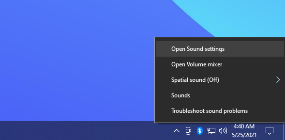 open sound settings in windows 10