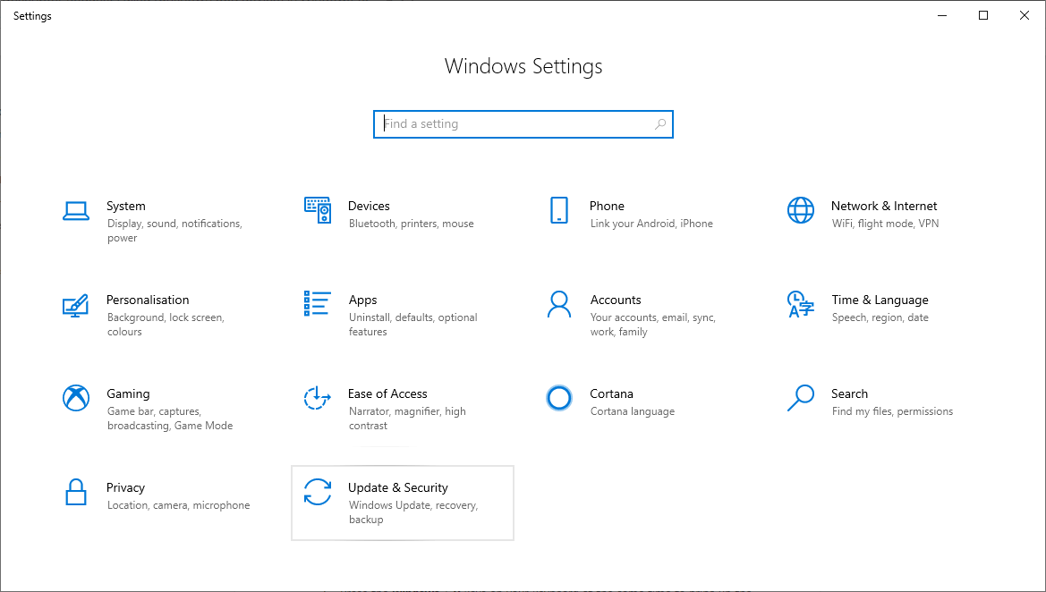 windows settings