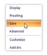 Save option in excel