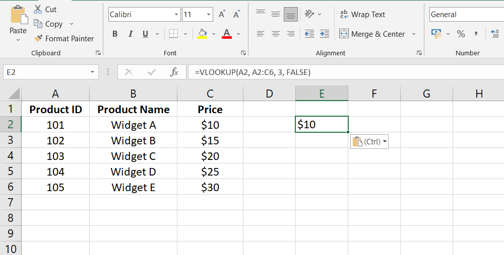 VLOOKUP Formula