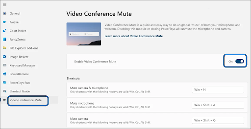 disable video conferencing mute in windows11