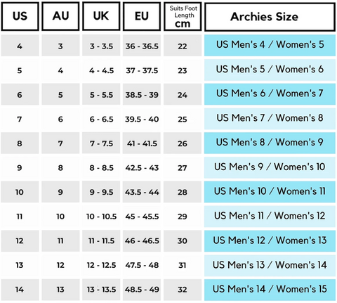 Size Conversion Chart – Archies Footwear