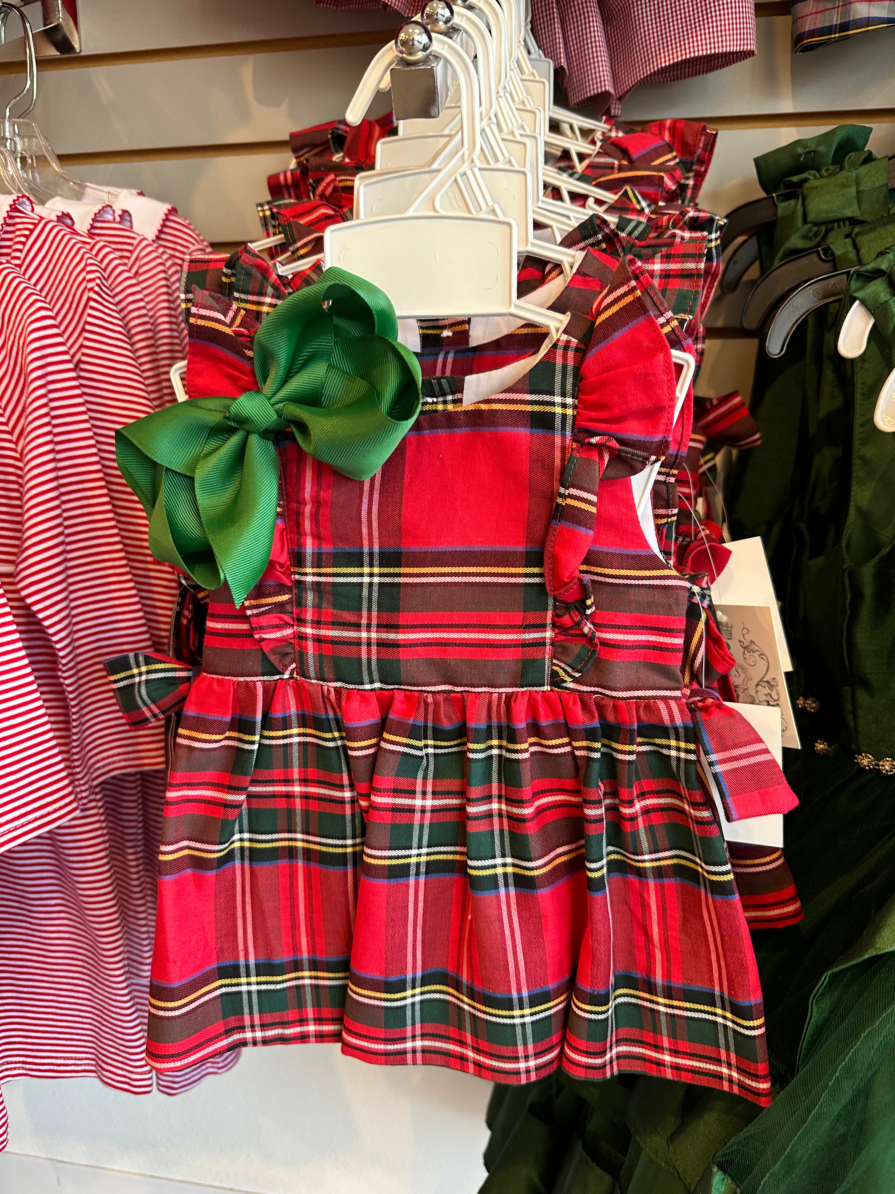 Red plaid pinafore dress