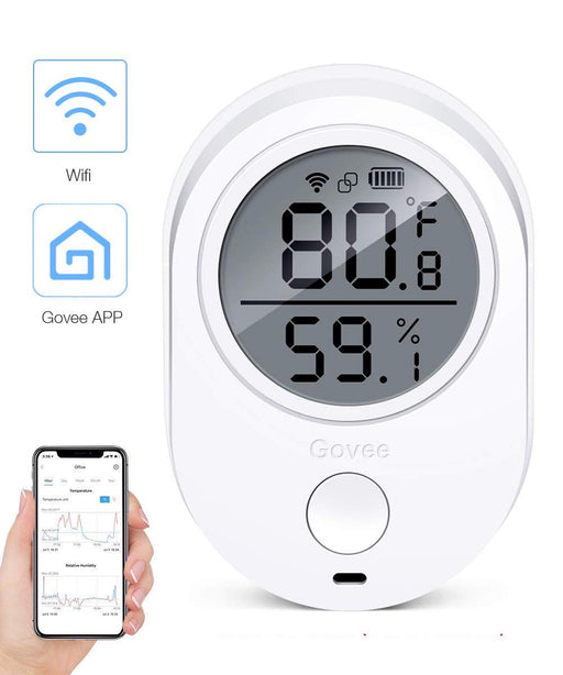 ORIA Wireless Thermometer Hygrometer, Mini Wireless Indoor Temperature  Humidity Sensor, Temp Humidity Gauge Meter with APP Alert Free Data Export  for