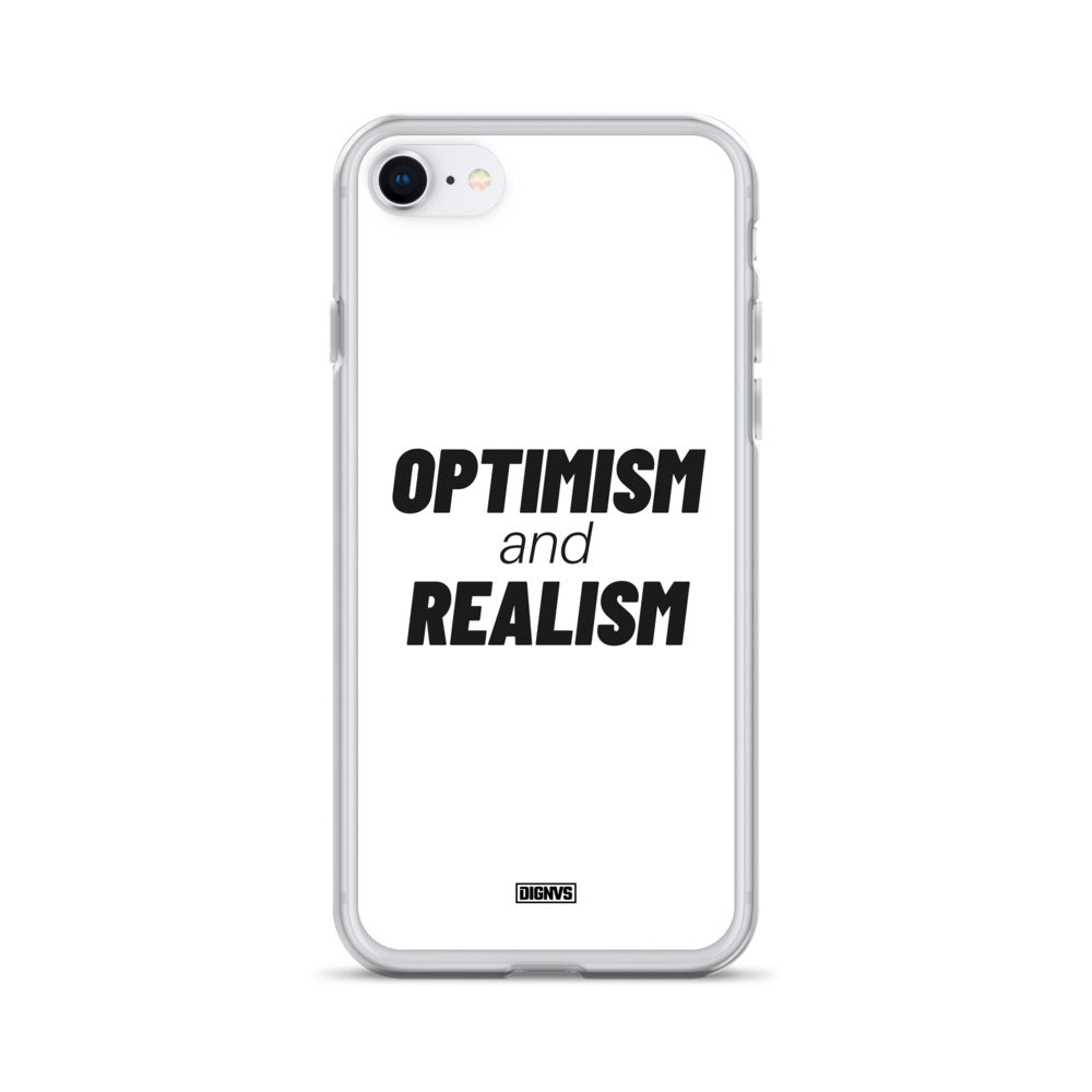 Optimism and Realism iPhone Case - black on white