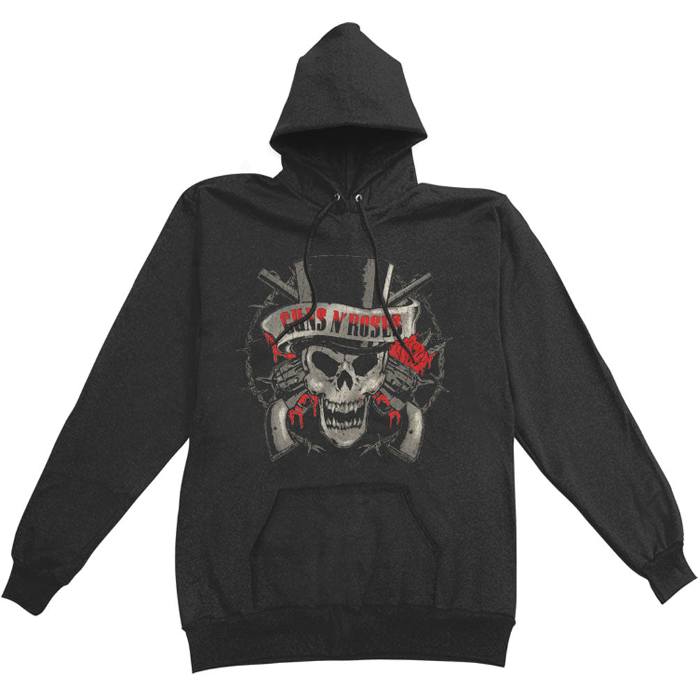 Guns N Roses Distressed Skull Hooded Sweatshirt 128510 | Rockabilia ...