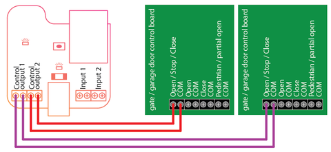 Remootio gate control wiring diagram for two gates