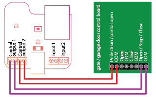 Remootio smart gate opener wiring with pedestrian partial opening