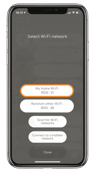 Select your home Wi-Fi network