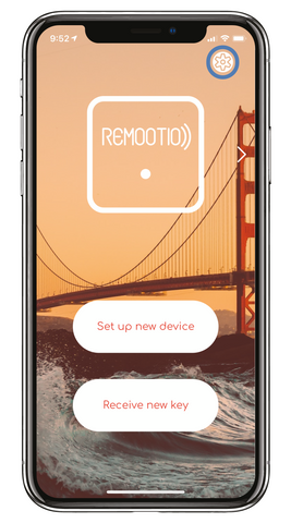Remootio app main screen settings icon