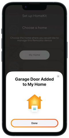 Ouvre-porte de garage HomeKit Configuration réussie