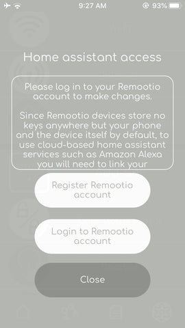 Remootio smart gate garage door opener controller iphone app alexa amazon echo Remootio account screen