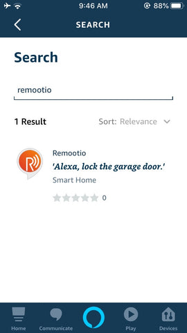 Alexa app amazon echo Remootio skill visible