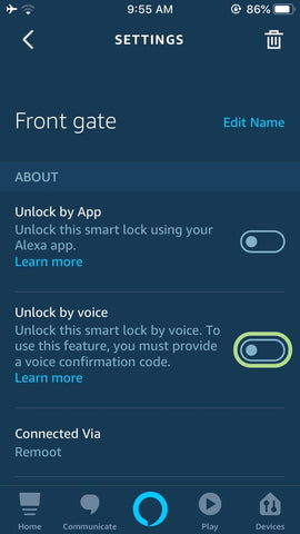 Alexa app enable unlock by voice unlocking by voice option for smart lock