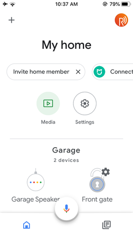 Google Home app Remootio Front Gate added