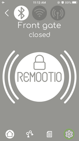 Remootio app settings button for key