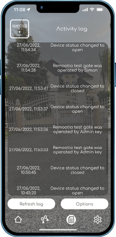 Smart gate opener with event history logging