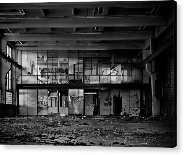 Broken Windows Inside Abandoned Factory - Acrylic Print from Wallasso - The Wall Art Superstore