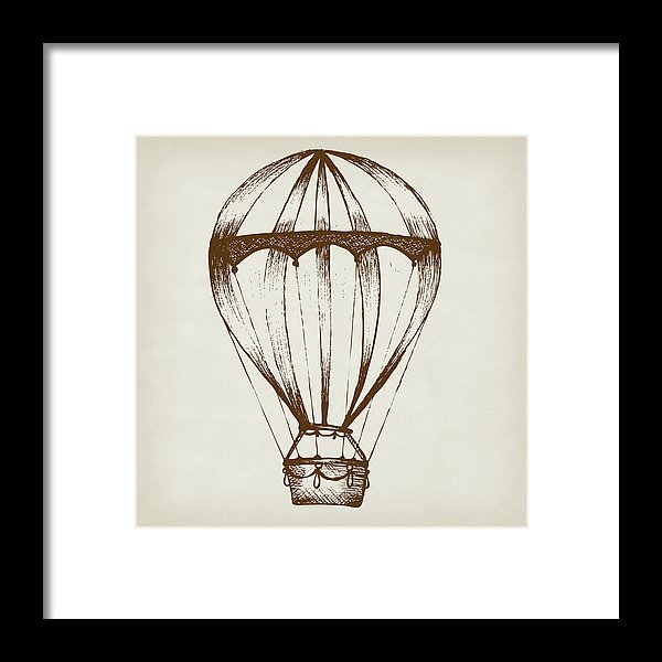 Brown Hot Air Balloon Sketch - Framed Print from Wallasso - The Wall Art Superstore