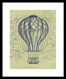 Distressed Vintage Hot Air Balloon Drawing With White Border - Framed Print from Wallasso - The Wall Art Superstore