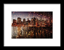 New York City Skyline With Gold Sparkles - Framed Print from Wallasso - The Wall Art Superstore