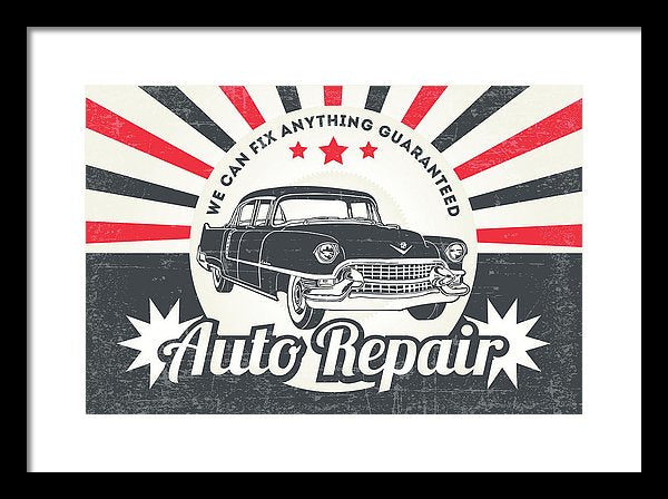 Vintage Distressed Auto Repair Sign - Framed Print from Wallasso - The Wall Art Superstore