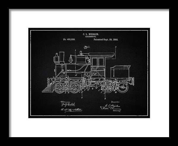 Vintage Locomotive Train Patent, 1892 - Framed Print from Wallasso - The Wall Art Superstore