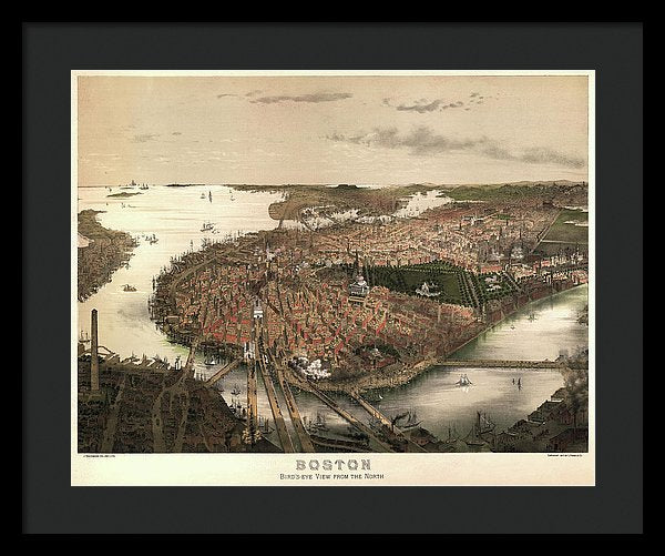 Vintage Map of Boston, Massachusetts From 1877 - Framed Print from Wallasso - The Wall Art Superstore