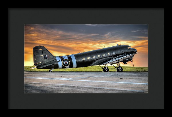 Vintage Douglas Ac-47 Military Propeller Airplane At Sunset - Framed Print from Wallasso - The Wall Art Superstore
