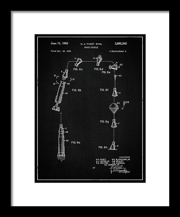 Vintage Space Capsule Patent, 1963 - Framed Print from Wallasso - The Wall Art Superstore