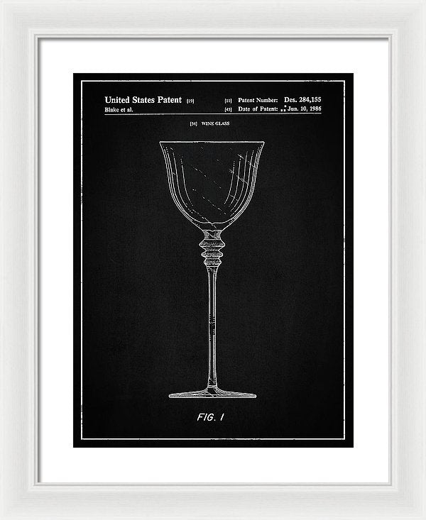 Vintage Wine Glass Patent, 1986 - Framed Print from Wallasso - The Wall Art Superstore