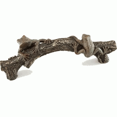 1 3/8 Inch (5 1/2 Inch c-c) Symphony Inlays Frog on a Log Pull (Pompeian Bronze Finish)