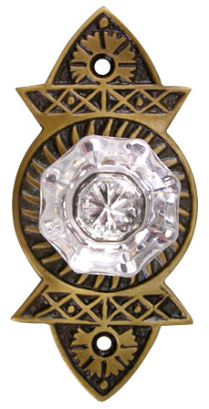 Crystal Cabinet Knob With an Antique Brass Plate