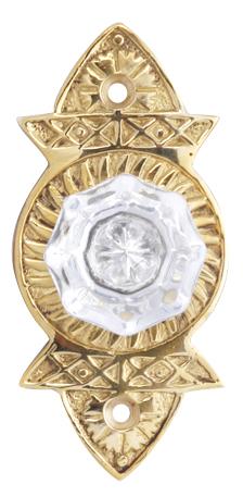 Crystal Cabinet Knob With a Polished Brass Plate