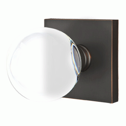 Crystal Bristol Door Knob Set With Square Rosette (Several Finish Options)