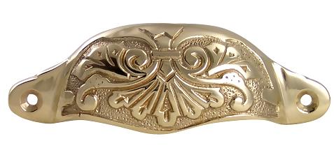 Louis XV Cup Pull in Polished Brass