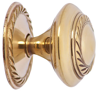 Art Nouveau Polished Brass Round Knob