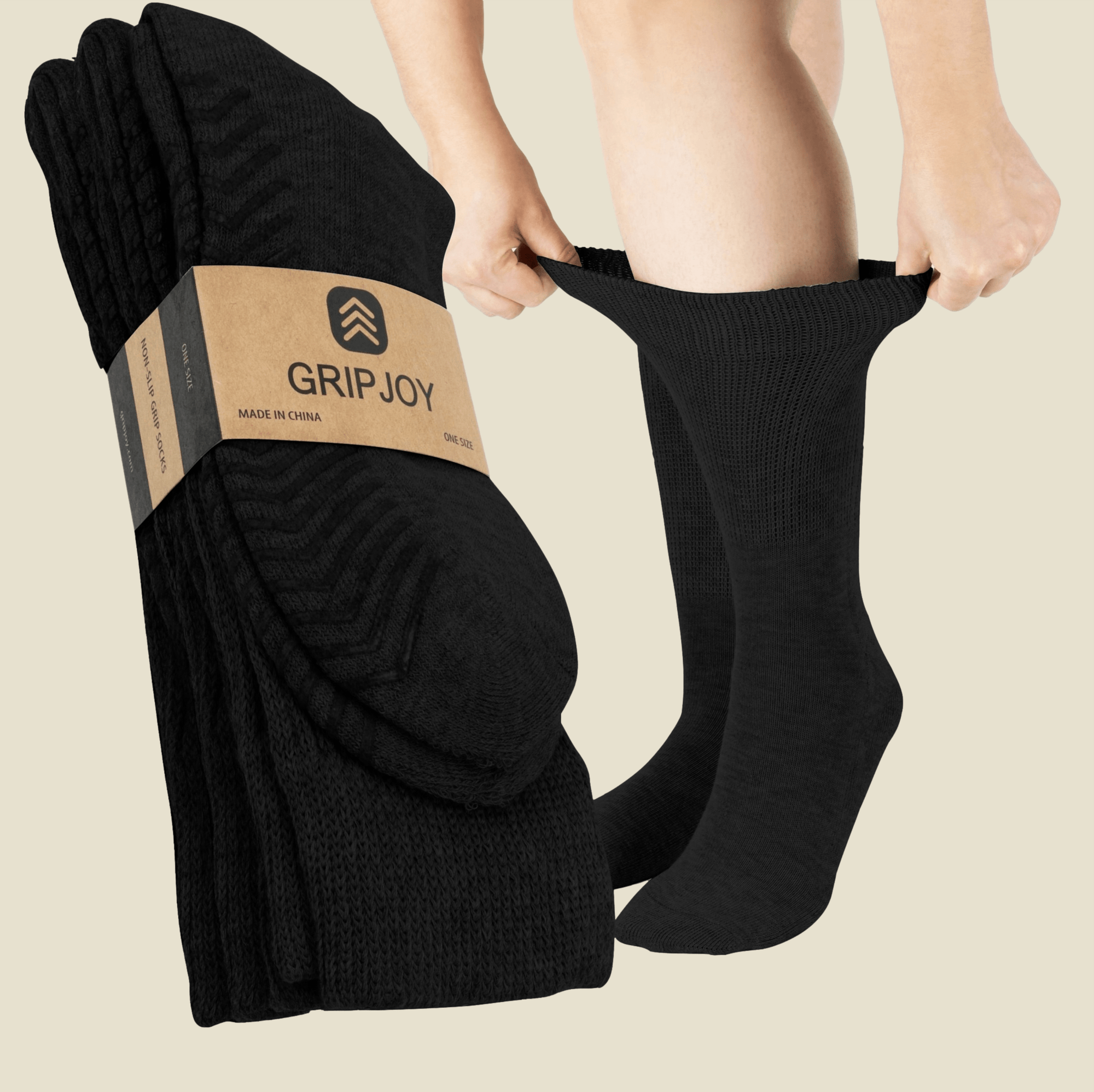 Dark Grey Fuzzy Socks with Grips for Men x2 Pairs