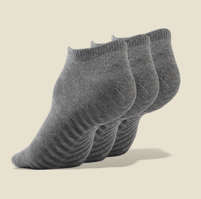 Light Grey Women's Low Cut Ankle Non Skid Socks - 3 pairs