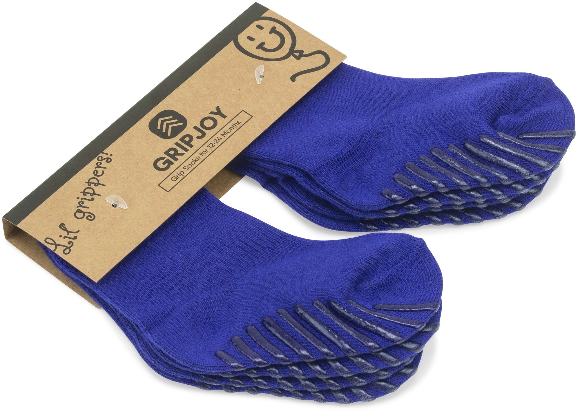 Blue/Black/Grey Grip Socks for Toddlers & Kids - 4 pairs - Gripjoy