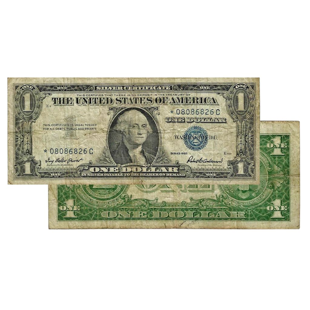 1957 STAR NOTE One Dollar Blue Seal Note Silver Certificate Old US Bill $1  Money